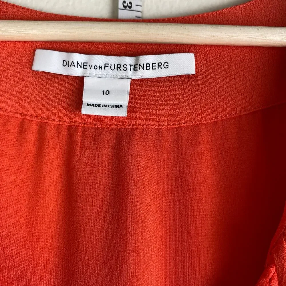 Diane Von Furstenberg Parlian Shift Dress Coral Size 10 - Picture 10 of 15